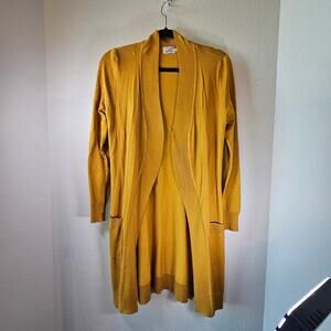 Cielo Mustard Open Front Pockets Knit Cardigan- Women's S- Estimated Retail- $20